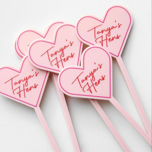 Custom Drink Stirrers - Pink Heart