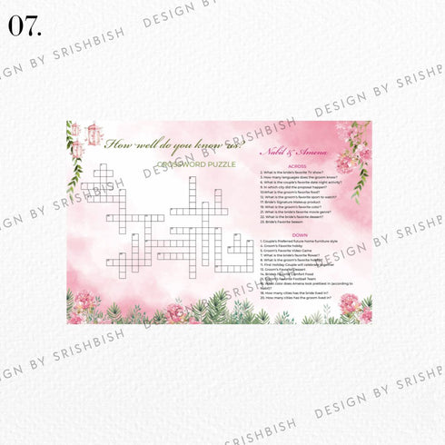 Crossword Puzzle Game Board