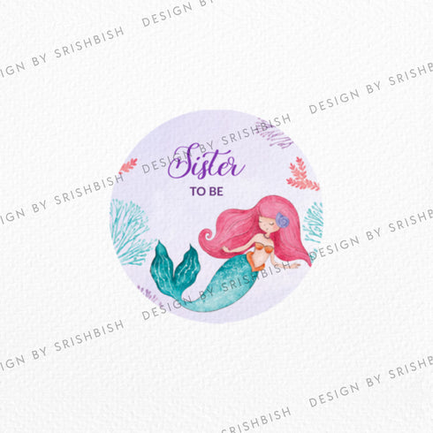 Custom Baby Shower Badge - Mermaid