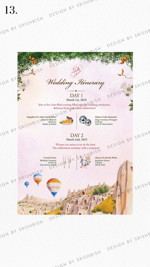 Wedding Itinerary | A5 Size