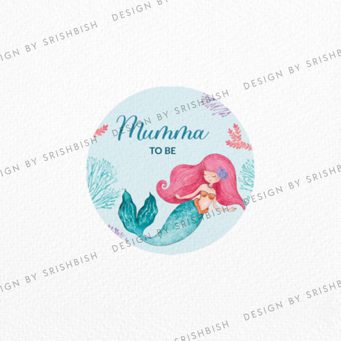 Custom Baby Shower Badge - Mermaid