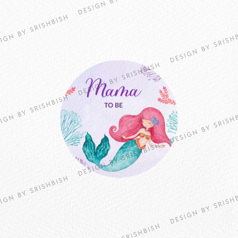 Custom Baby Shower Badge - Mermaid