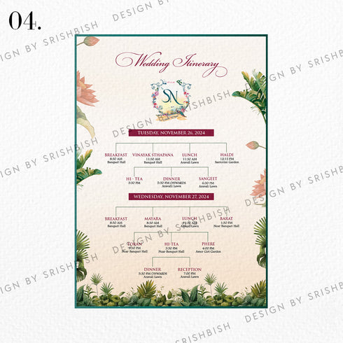 Wedding Itinerary | A5 Size