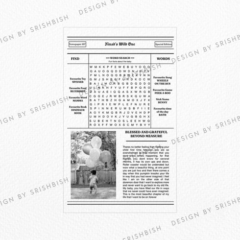 Baby Shower Newspaper