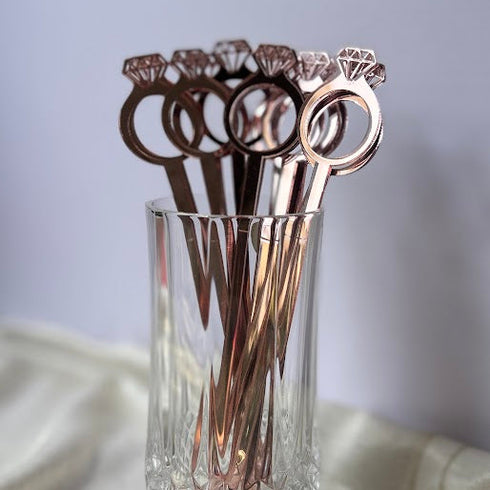 Diamond Ring Drink Stirrers – Rose Gold