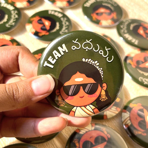 South Indian Wedding Badge - Team Bride (Badge + Magnet)