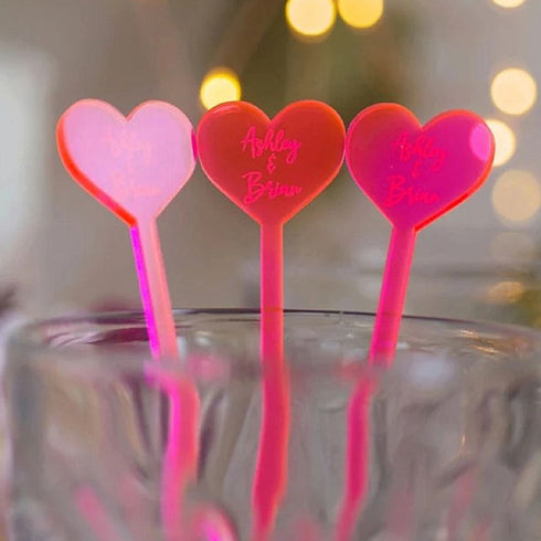Custom Drink Stirrers - Pink Fluorescent
